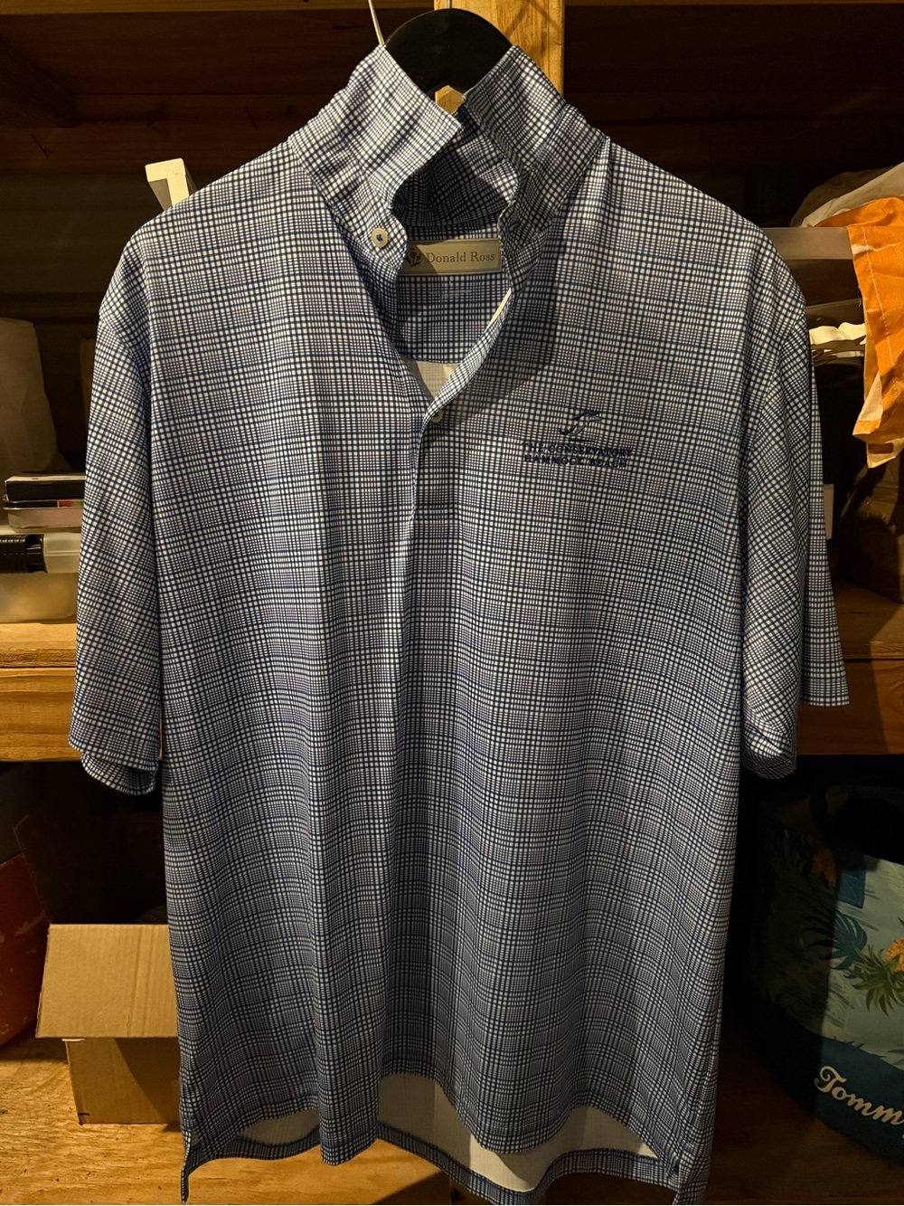 Donald Ross Men’s Blue Plaid Short-Sleeve Polo